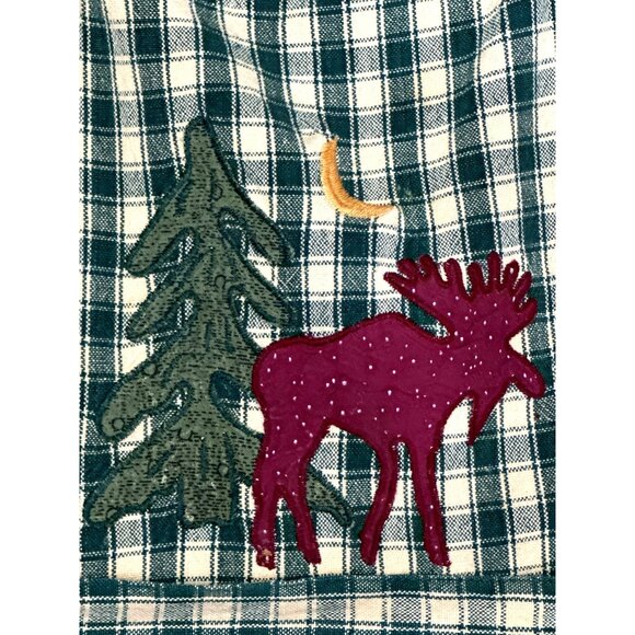 CCC Vintage Green Plaid Kitchen Apron With Moose Tree Appliqué One Size Fits Mos - Picture 6 of 8